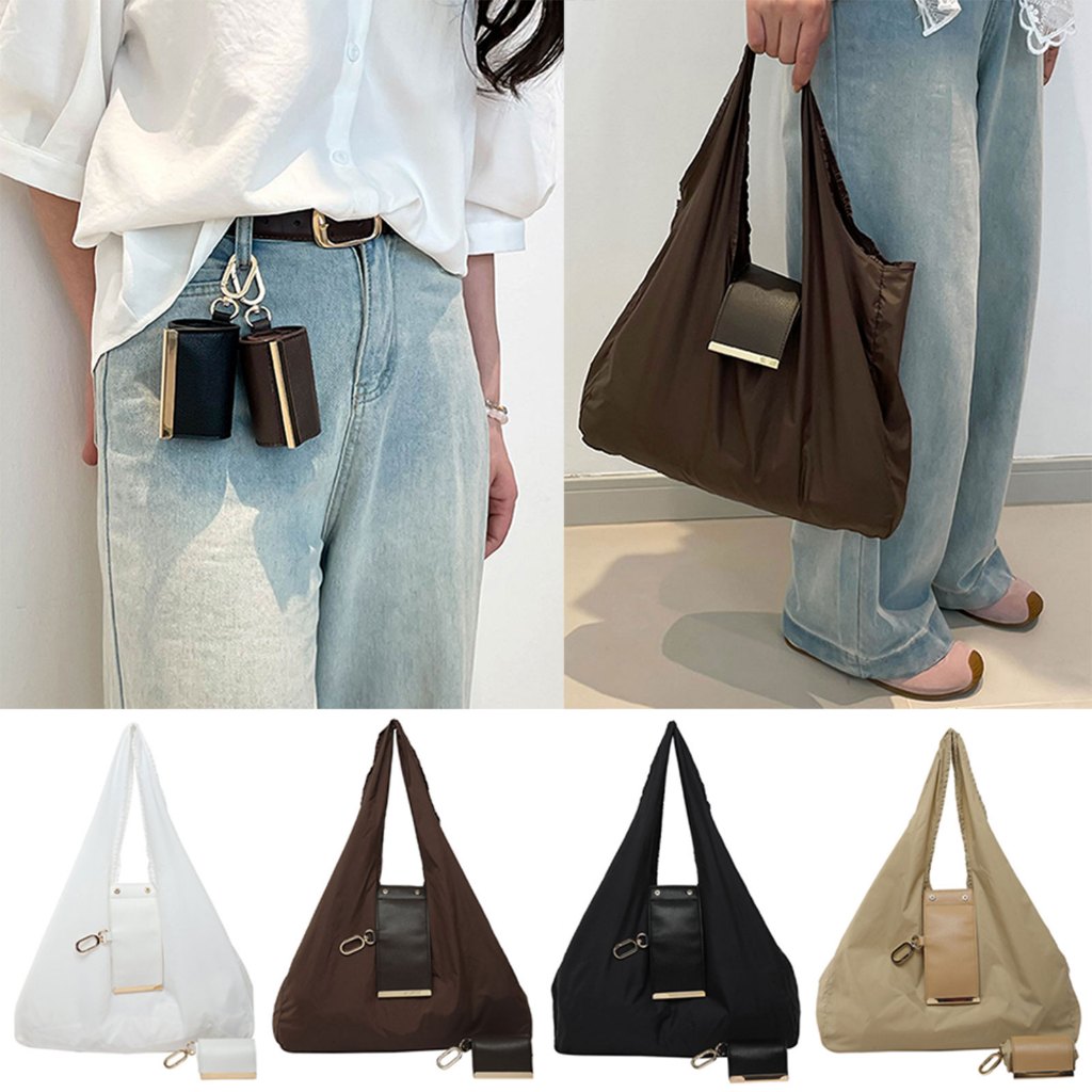 Keychain Tote Bag, Mini Foldable Shopping Bag, Portable with Key Ring Expandable Reusable Supermarke