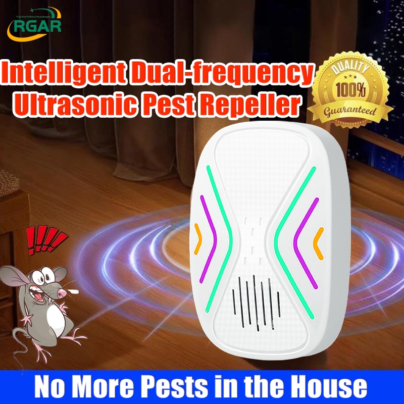 【RGAR】Intelligent Dual-frequency Ultrasonic Pest Repellent Drive away Mosquito/Cockroach/Lizard/Ants/Gecko/Flies/Insects/Rat and Other Pests