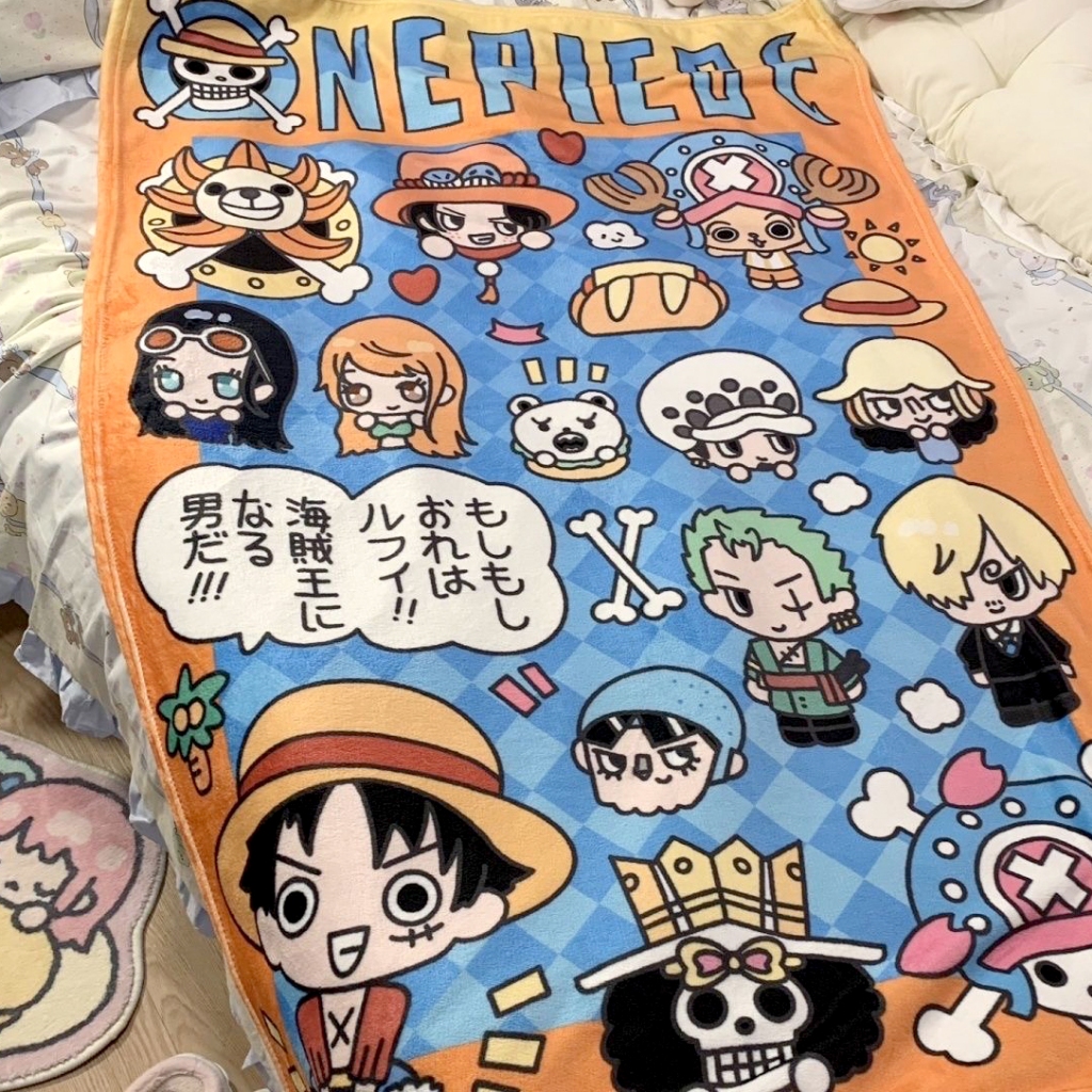 One Piece Luffy Air Conditioning Nap Blanket Anime Flannel Throw for Office & Home