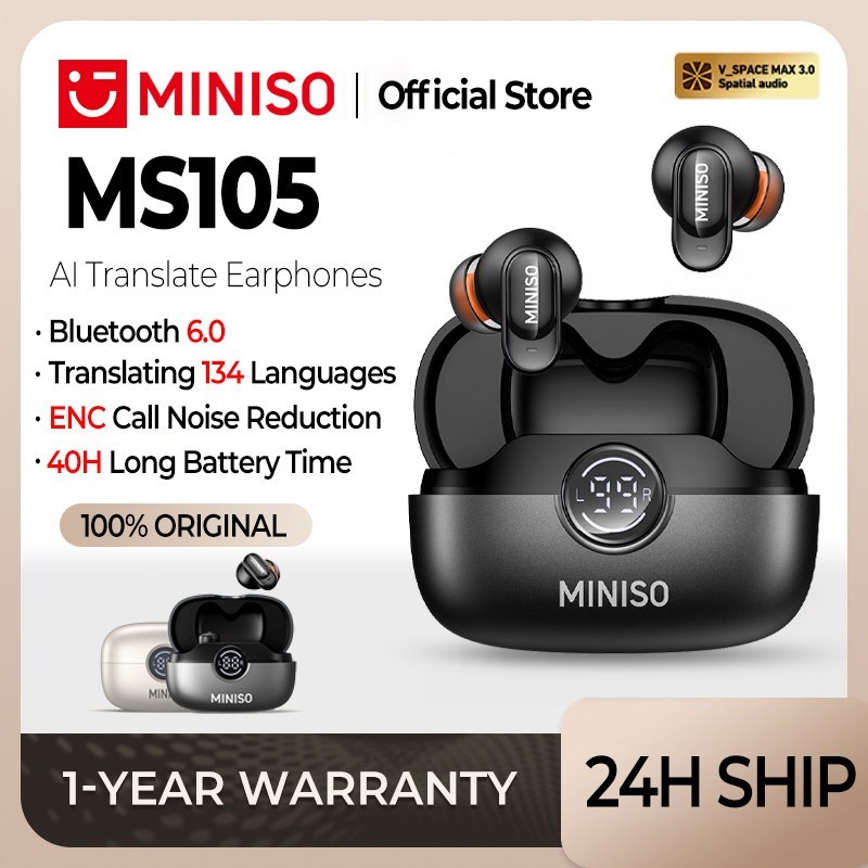 MINISO MS105 Wireless Noise-Cancelling Bluetooth Earphones Sport Wireless Headphones Bluetooth 6.0 w