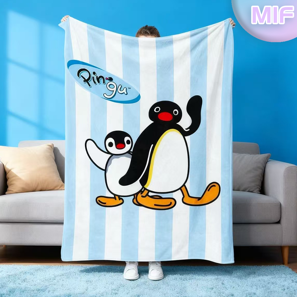 PINGU Penguin Thin Blanket Air Conditioner Sofa Blanket Cartoon Kids Summer Nap Office Blanket