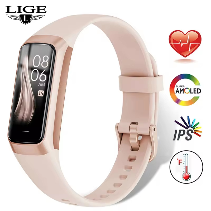 LIGE Amoled Smart Watch Men Smart Band Women Smartwartch Waterproof Smart Bracelet Sport Fitness Tracker