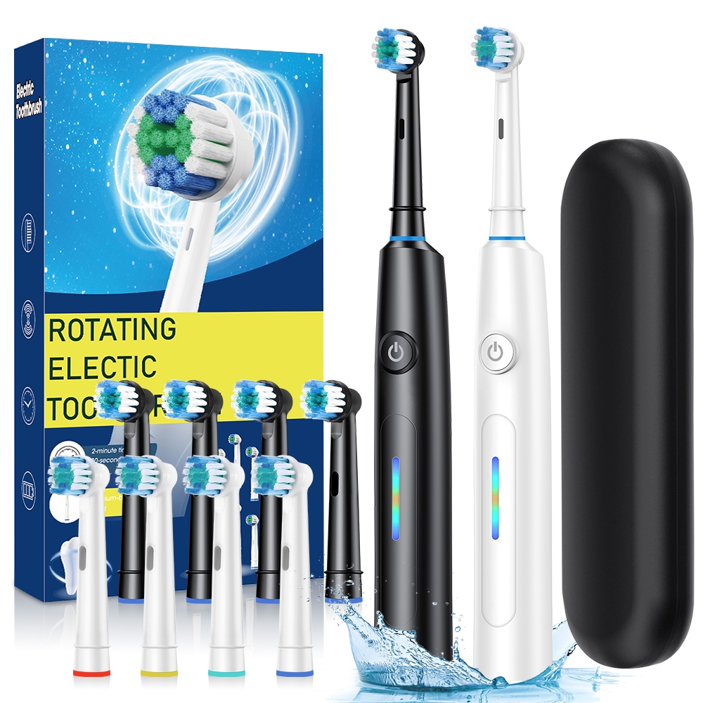 Escova De Dentes Elétrica Rotativa Para Adultos Com 4 Cabeças De Substituição , Limpeza Profunda De
