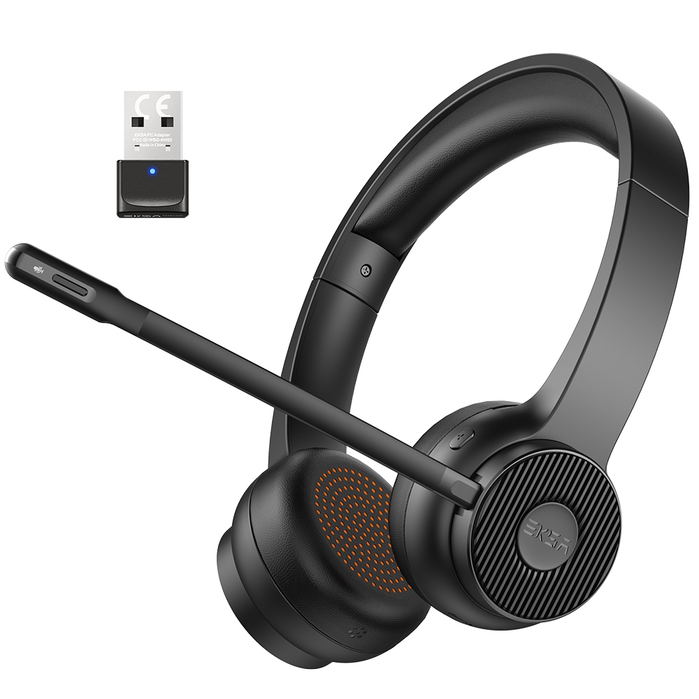 EKSA H16 Bluetooth 5.2 Headset PC Wireless Headphones with ENC Noise Cancelling Mic for Office