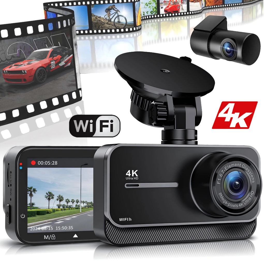 4K Dash Cam for Cars Car Camera Dash Cam WIFI Camera for Car Front and Rear Dash Camera APP Control