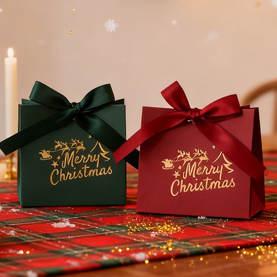 Ready Stock 5/10pcs Mini Christmas Gift Boxes with Ribbon Red & Green Merry Christmas Design for Can