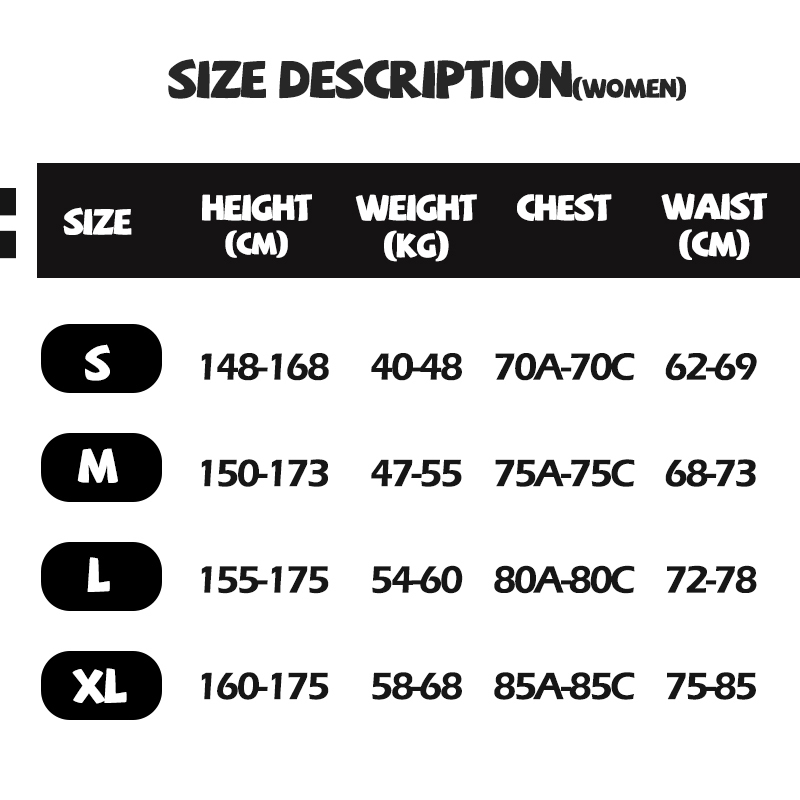 SAILBEE Women's UV Sun Protection Long Sleeve Rash Guard Wetsuit Swimsuit Top N054 — size chart