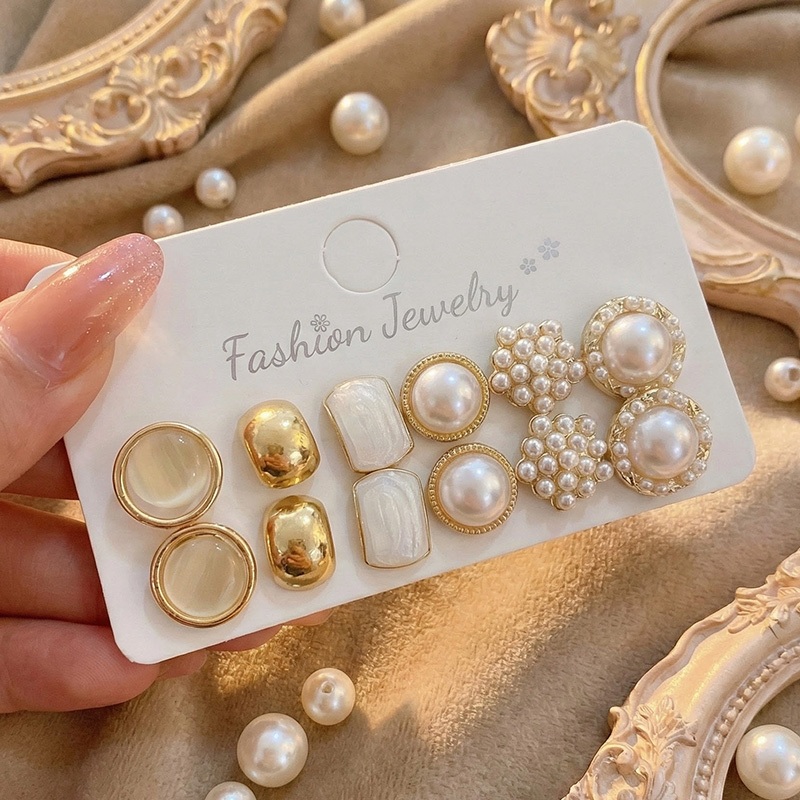 12 Pcs/set Pearl Stud Earrings for Women Fashion Elegant Affordable Luxury Jewelry
