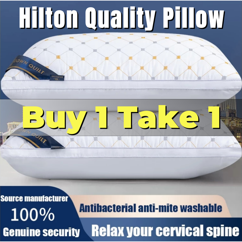 1200g【BUY 1 TAKE 1】Pillow（unan) 18X28 inch white hotel high-quality pillow, high-quality cotton