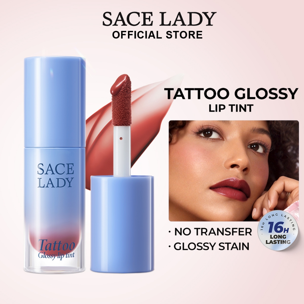 SACE LADY Tattoo Glossy Lip16H No-transfer Tint Rich Non-Stick Cup Moisture Light Clear Non-Sticky L