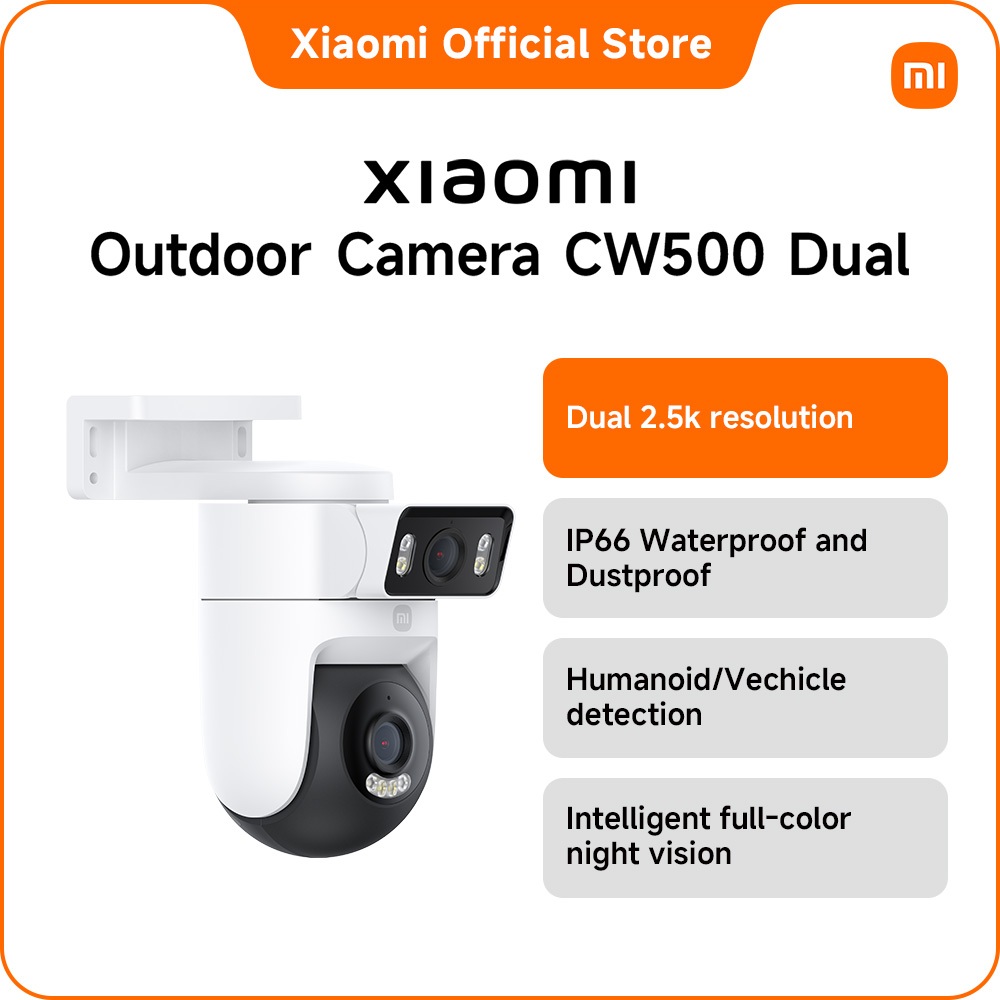 Xiaomi Outdoor Camera CW500 Dual 2.5k 2*4MP IP66 Humanoid&Vechicle detection full-color night vision