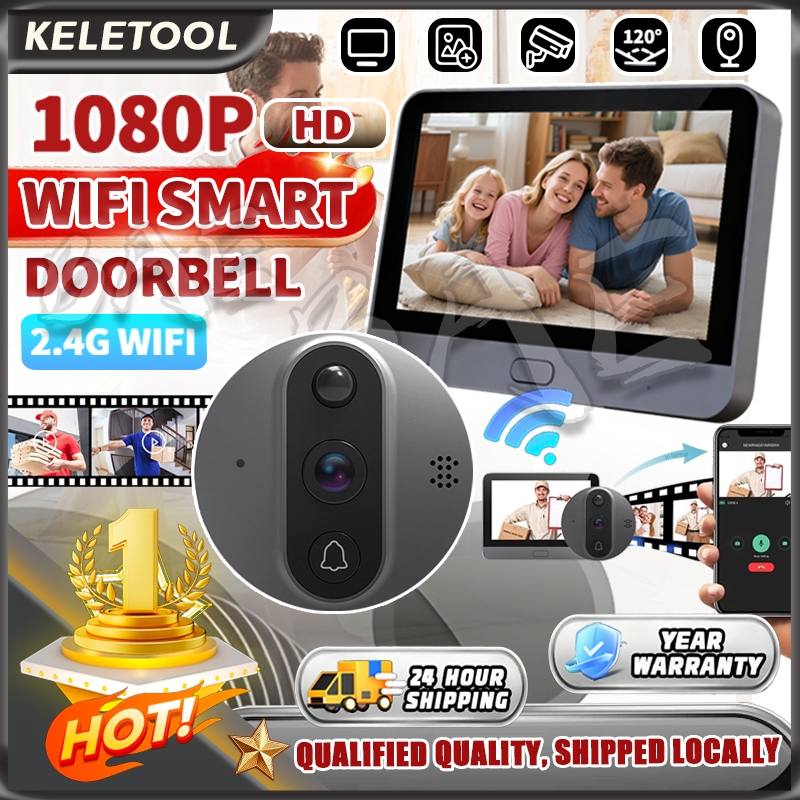 Tuya Smart APP WiFi Video Door Bell wireless door bell with camera home smart doorbell Peephole door bell
