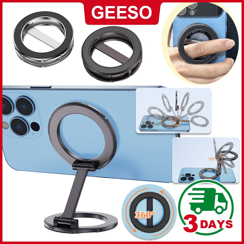 GEESO Double Magnetic Cell Phone Ring Holder Compatible with iPhone 16 12 13 14 15 16 17 Series MagS