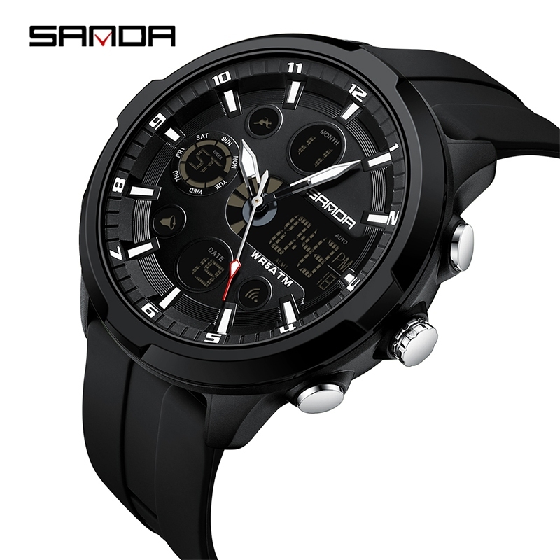 Sanda 9053 New Electronic Men's Watch Fashion and Leisure Watch Waterproof Night Glow Multi function
