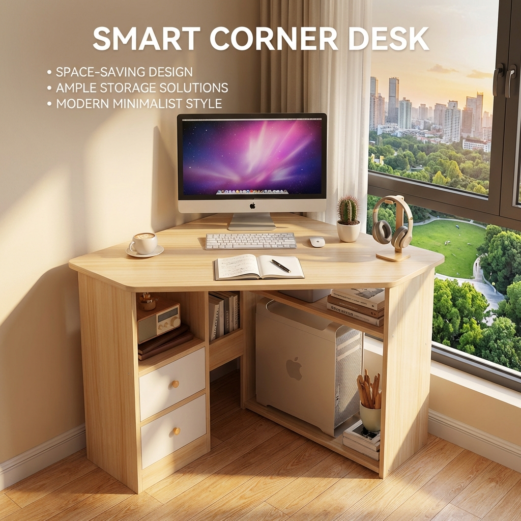 Corner Computer Desk Triangular Learning Desk Minimalist Corner Storage Storage Dressing table with storage shelves
