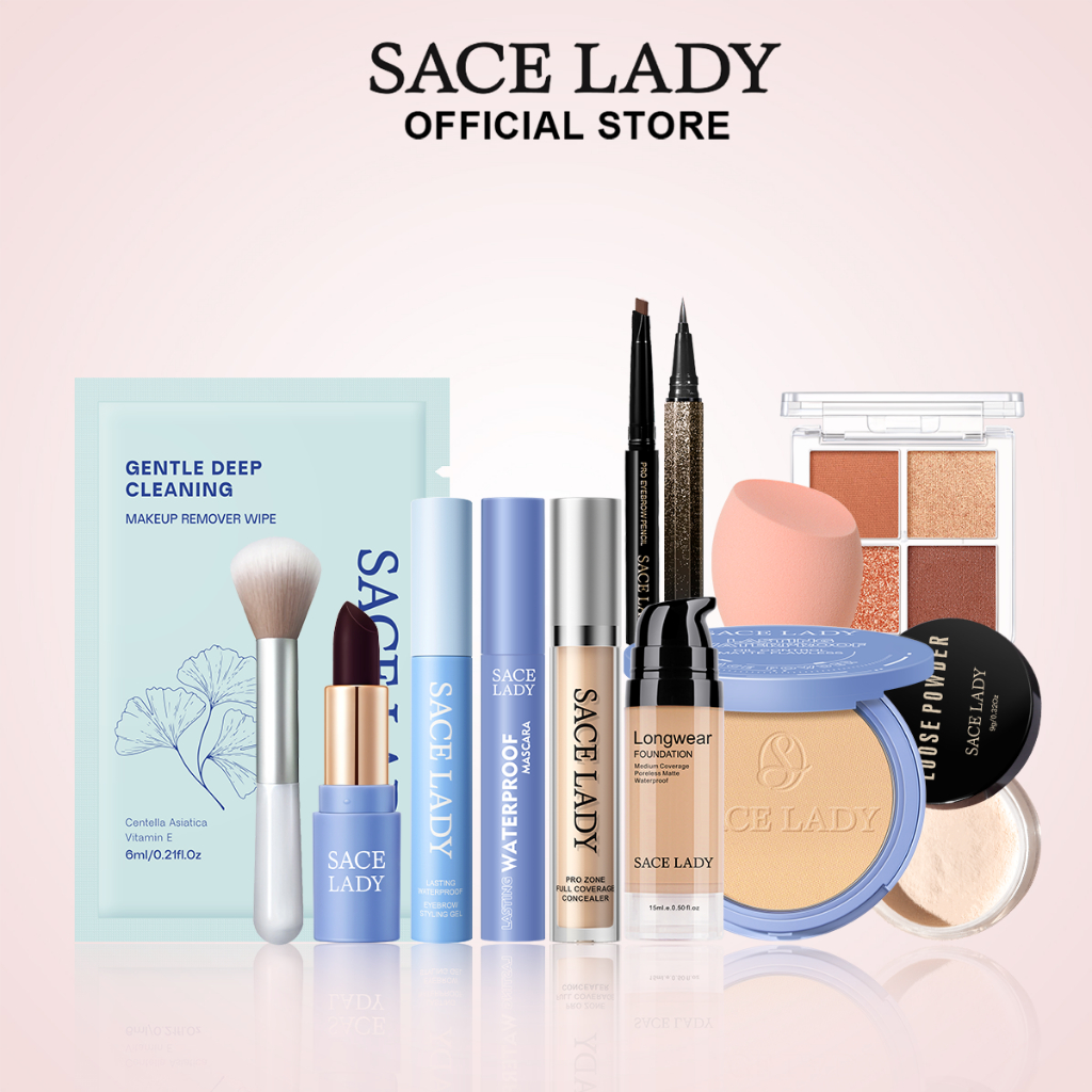 SACE LADY 13Pcs Makeup Set Natural Long Lasting Combination Travel Workplace Exclusive Makeup Kit