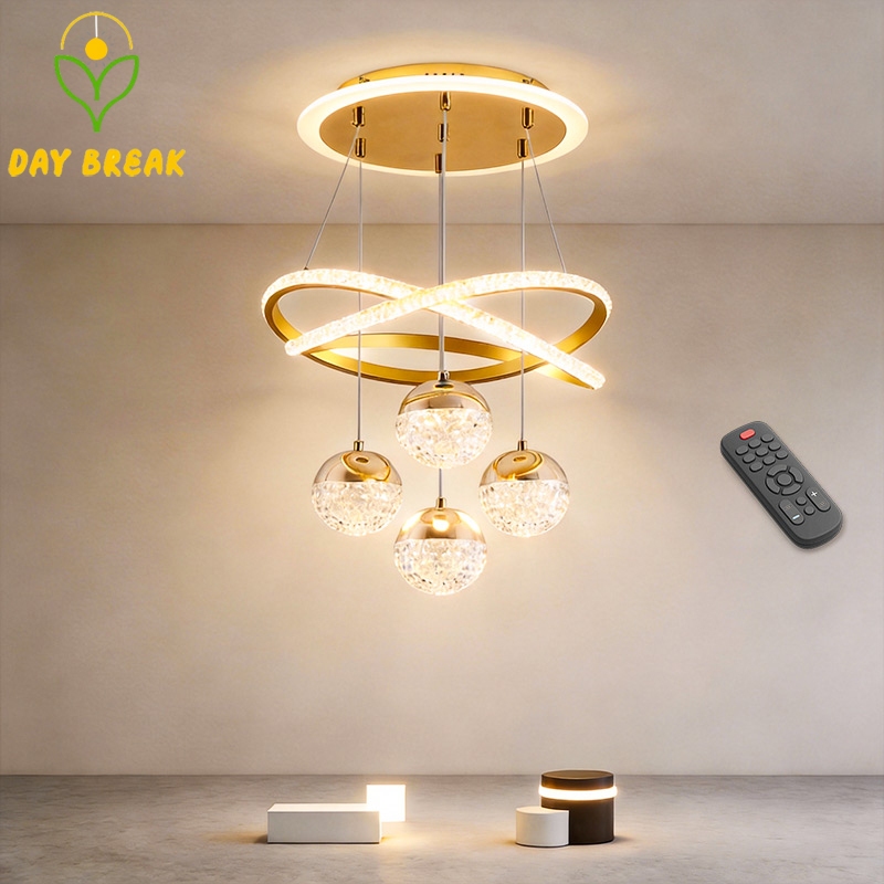 Pendant Light Modern Nordic Style Adjustable Length Led 3 Colors Dimmable Chandelier For Dining Room