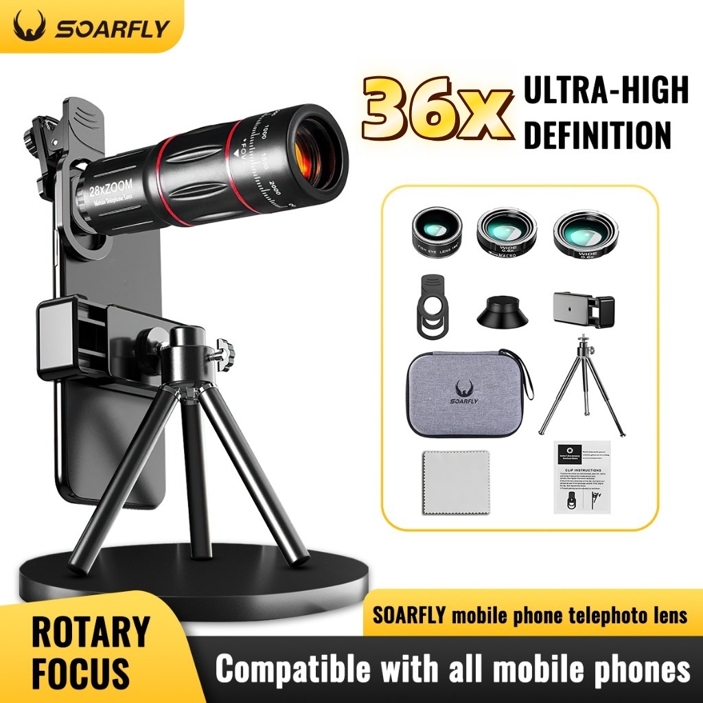 SOARFLY 28x36x phone lens for photography set phone zoom phone lens for videography camera phone HD