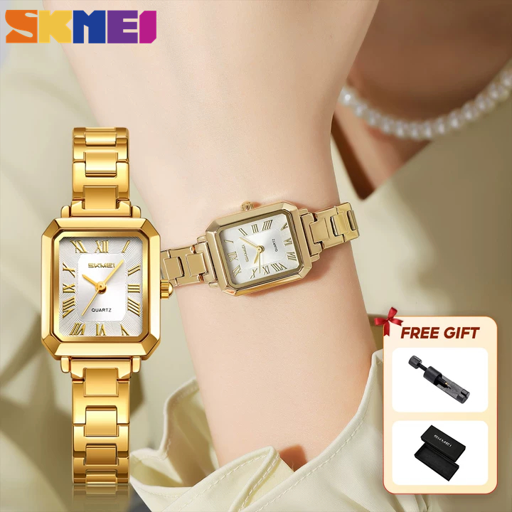 SKMEI Official 2582 Women's Quartz Stainless Steel Bracelet Watch Rose Gold Elegant Fashion Crystal
