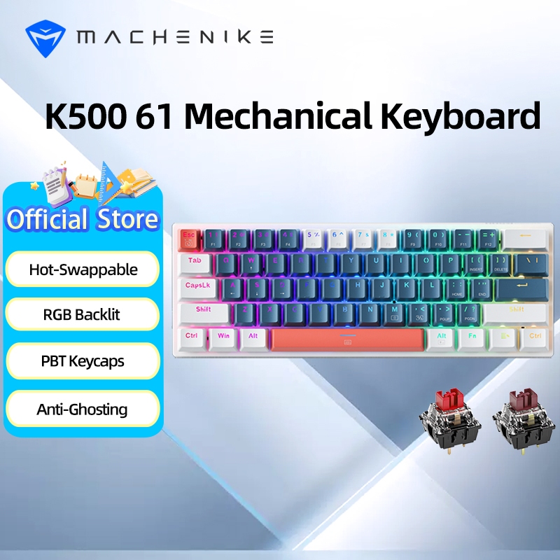 Machenike K500 B61 Mechanical Keyboard, Wired Keyboard, Wired/2.4G Wireless/Bluetooth Keyboard, 60%