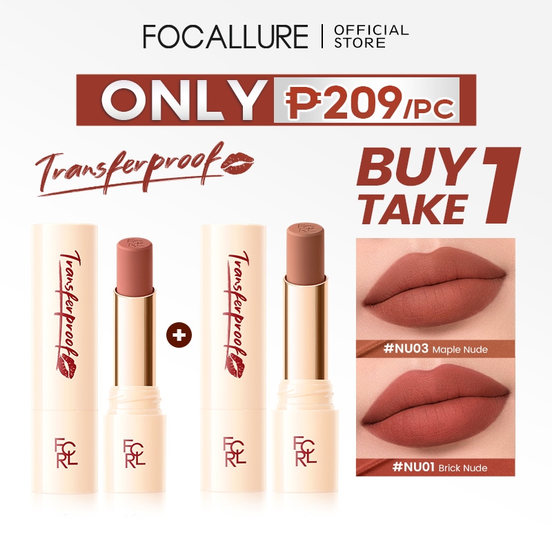 【BUY 1 TAKE 1】FOCALLURE TransferproofHero Matte Lip Tint Lipstick Waterproof Lasting High Pigmented