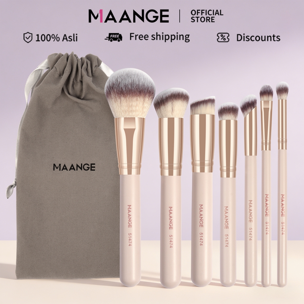 MAANGE 7-Piece Set Of Makeup Brushes With Box Foundation Brush High-Quality Soft Powder-Free Makeup