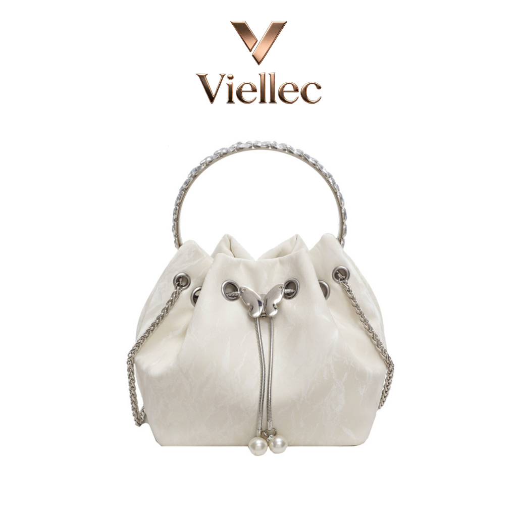 Viellec Túi Xách Mềm Da Tinh Tế Bướm Khóa Phong Cách Ánh Sáng Đeo Xích Phù Hợp Đi Lại