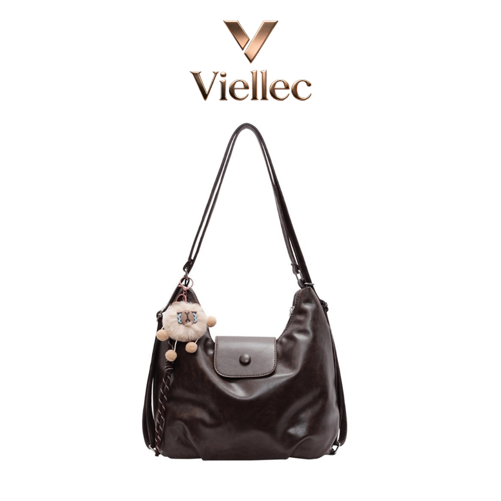 Viellec Túi Tote Retro Phong Cách Hàn Quốc Đeo Vai Dung Tích Lớn Phù Hợp Đi Lại