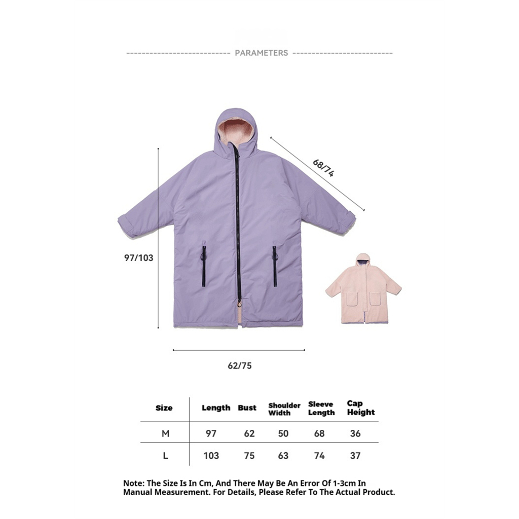Surf Changing Robe Jacket Coat Quick Drying Jacket Weatherproof Cloak Outwear  Jacket Swim Parka Windbreaker PH012 — size chart