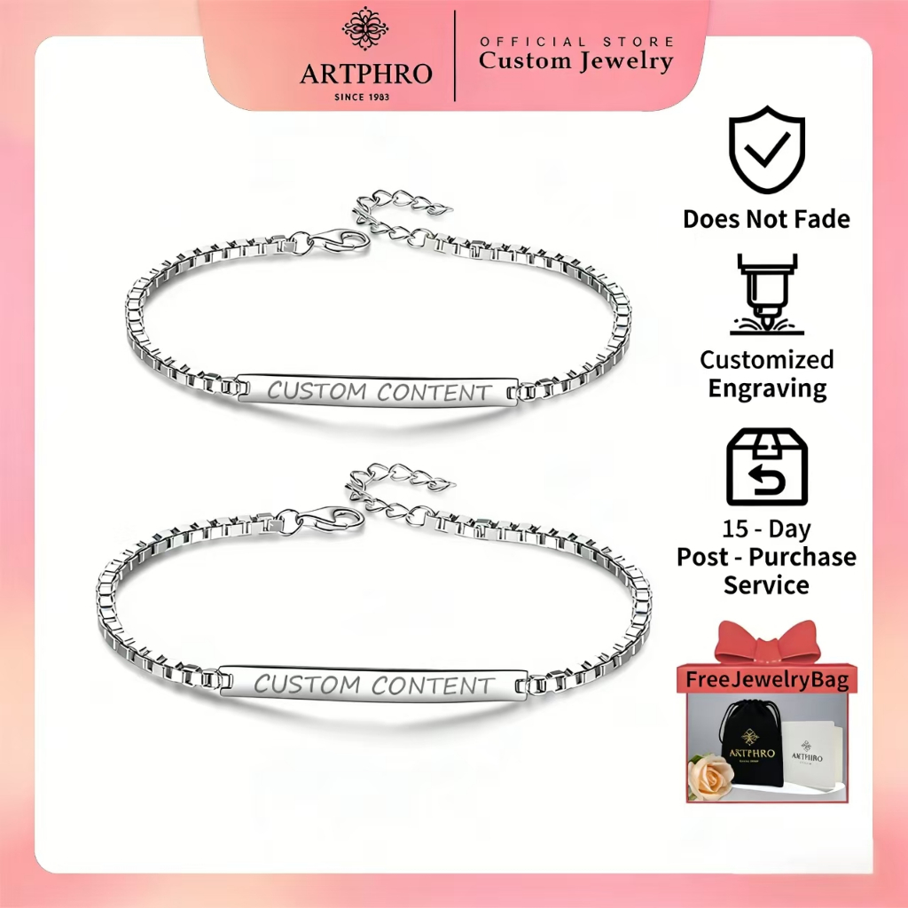【Customized Name】ARTPHRO Engraving Couple Bracelets, Stainless Steel, Non-Fading, Gift For Boyfrien