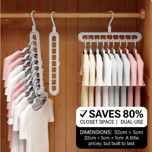 9 Hook Magic Clothes Hanger Space Saving Foldable 360 Degree Rotatable Wardrobe Organizer Home Storage for HDB BTO