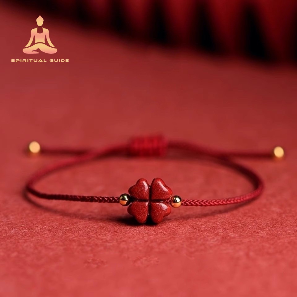 Feng Shui Red String Lucky Four-Leaf Clover Bracelet Gift Box