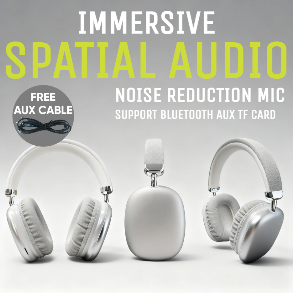 Wireless Headset Bluetooth Headphones Over Ear Spatial Audio Type-C Noise Cancelling Mic HiFi Bass