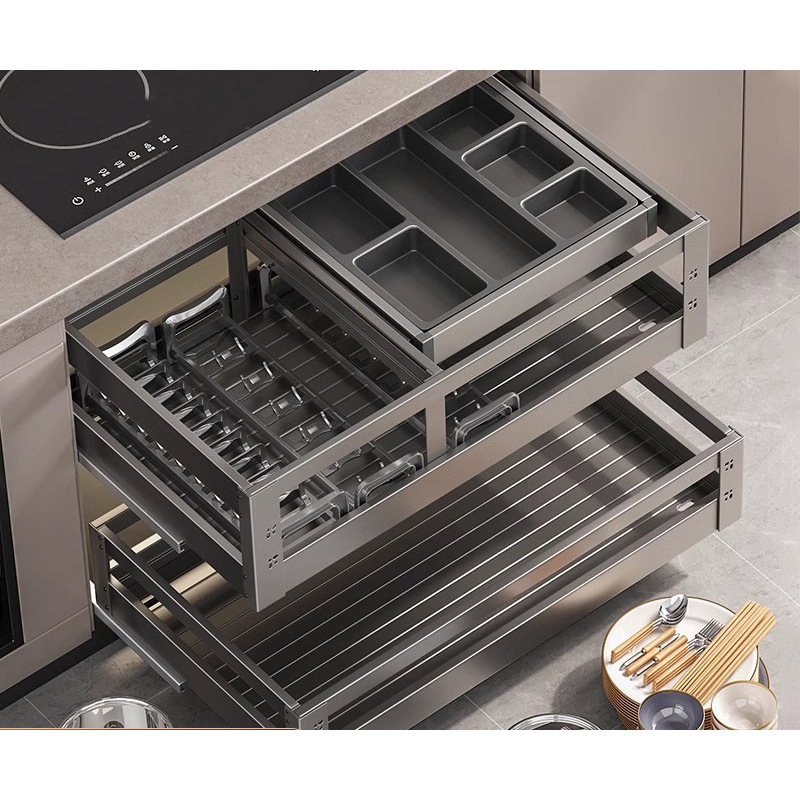 Pull Out Cabinet Organizer, Kitchen Cabinet Organizer and Storage 2-Tier Cabinet Pull Out Shelves Under Cabinet Storage for Kitchen