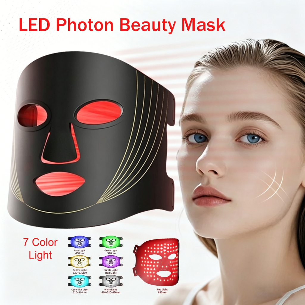 Electric Face Mask LED Photon Beauty Mask 7 Color LED Face Mask Red Light Therapy Silicone Facial Beauty Device Portable Skin Care Tool