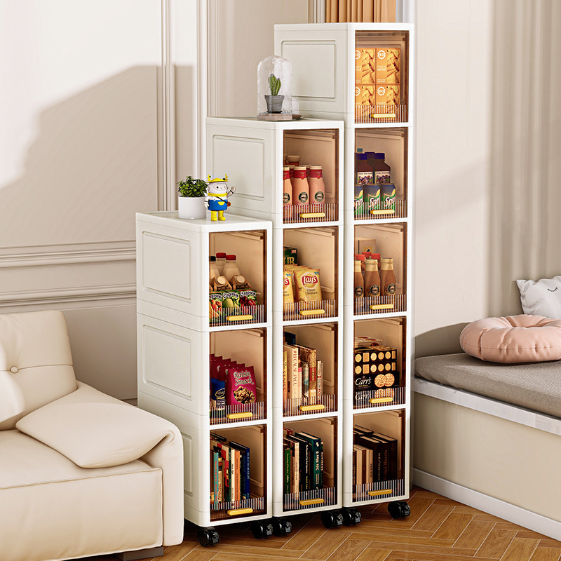 Slotted Cabinet Singapore Stock Movable Storage Cabinet Household Dustproof And Waterproof Multi-functional Storage Cabinet