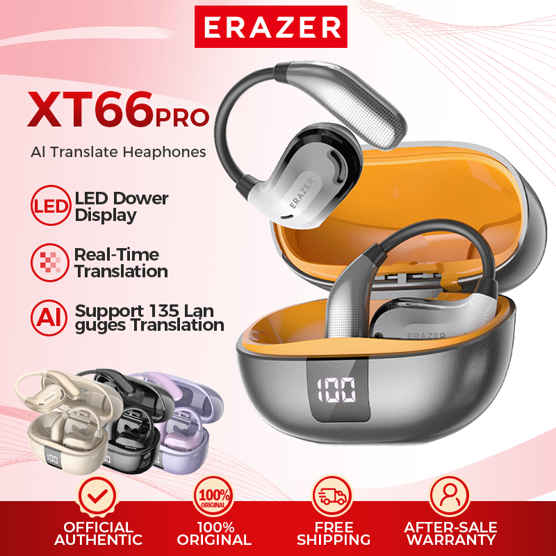 ERAZER XT66 PRO AI Smart Real-Time Translation Wireless Earphones Bluetooth 5.4 With LED Display Bu