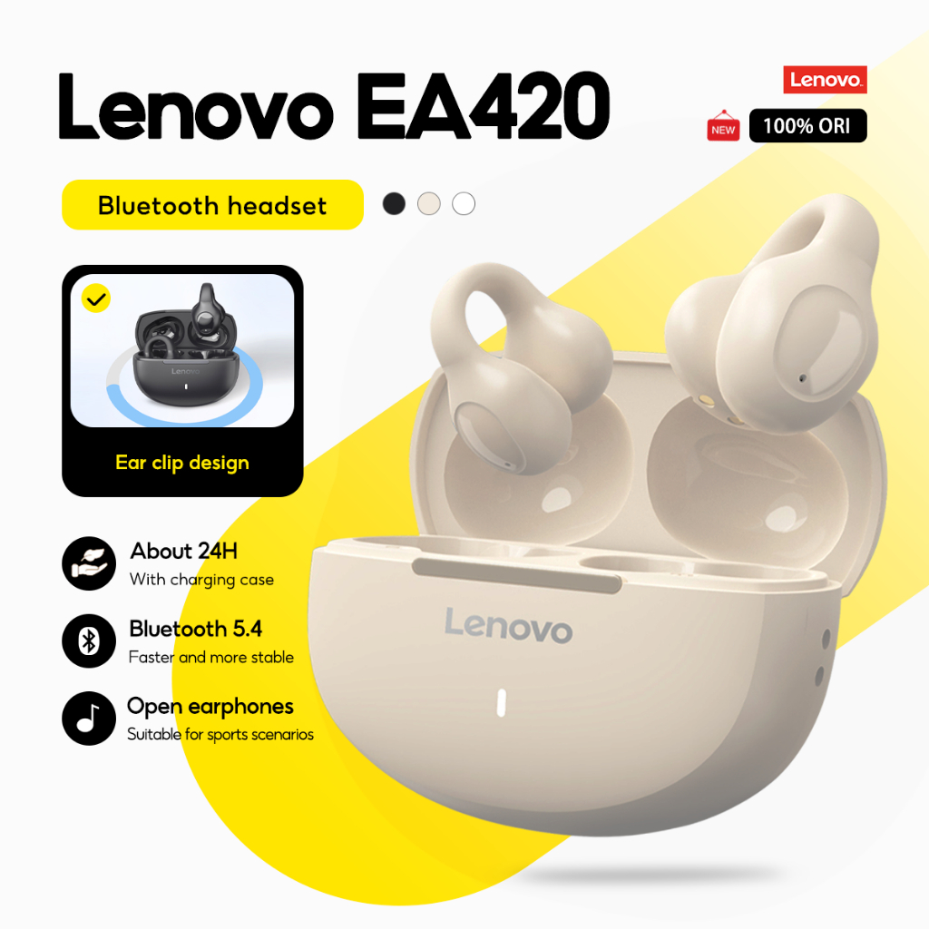 Lenovo Earbuds EA420 Sport Bluetooth 5.4 Wireless with Mic TWS U-shaped Ear Clip Type Earphone Touch