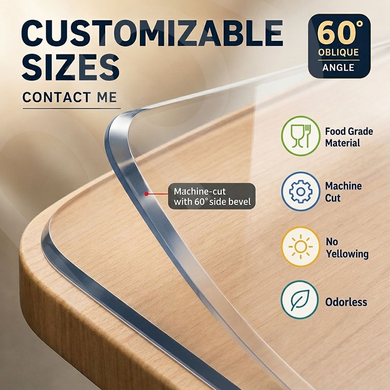 (PPya) Custom size Plastic Transparent Table Cover -pvc table mat 2mm thickness - Waterproof