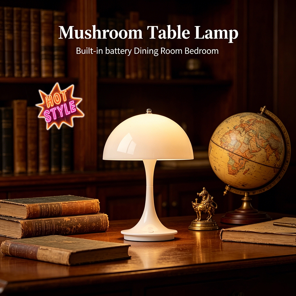 【COD】Mushroom Table Lamp - Includes USB Charging Cable Tri-Color Lighting, Touch-Control Switch Port