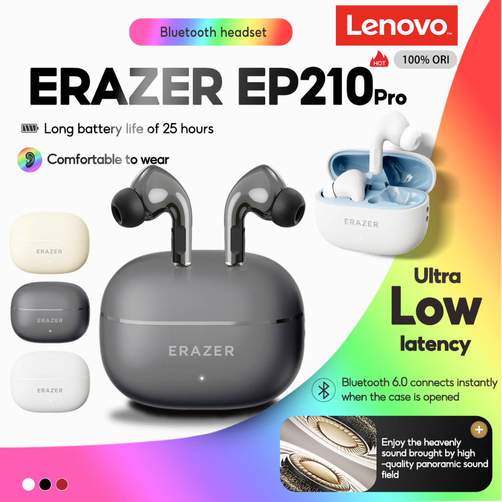 Lenovo ERAZER EP210 Pro True Wireless Bluetooth Earbuds - Bluetooth 6.0, Ultra-Low Latency Gaming He
