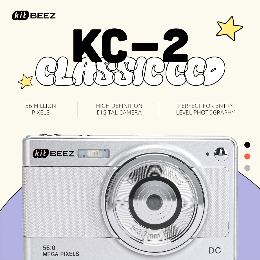 KiTBEEZ KC-2 Camera Digital 56MP CCD Camera Ultra HD 16X Digital Zoom IPS 1080P Video f/2.2 Autofocu