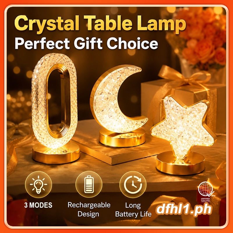 Crystal Table Lamp Touch Desk Lamp 3 Colors Changing Bedroom Night Light Ambient Lamp Gift Ideas