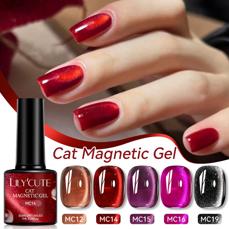 Christmas Red Cat Eyes Magnetic Gel Nail Polish Soak Off Sparkling Glass Bead Gel Polish Nail Art Va