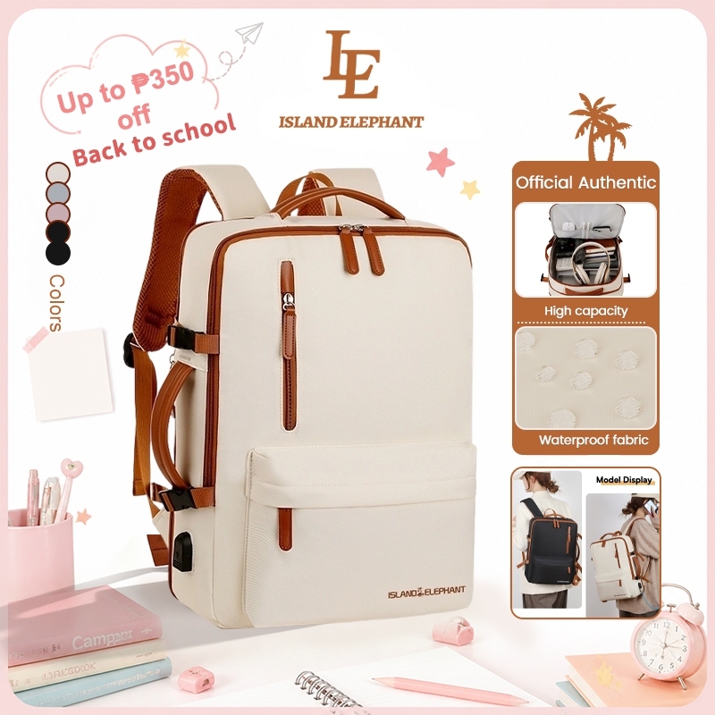 ISLAND ELEPHANT Expandable Waterproof Laptop Backpack Multi-purpose Travel School Student Bag