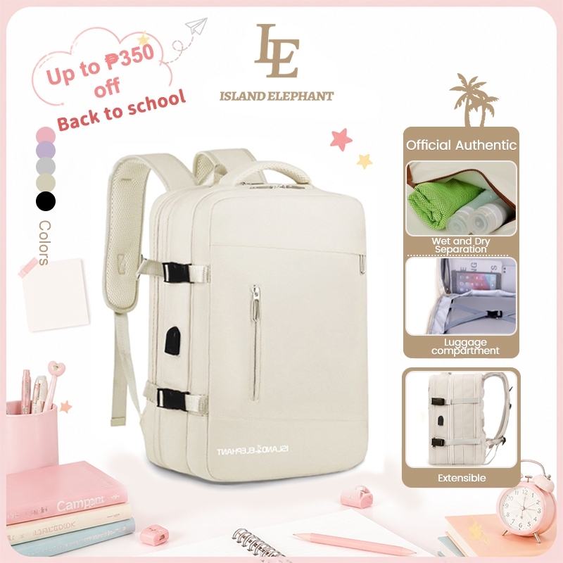 ISLAND ELEPHANT 17 inch Laptop Backpack Expandable Waterproof-USB Port,Anti-Theft Bagpack for School