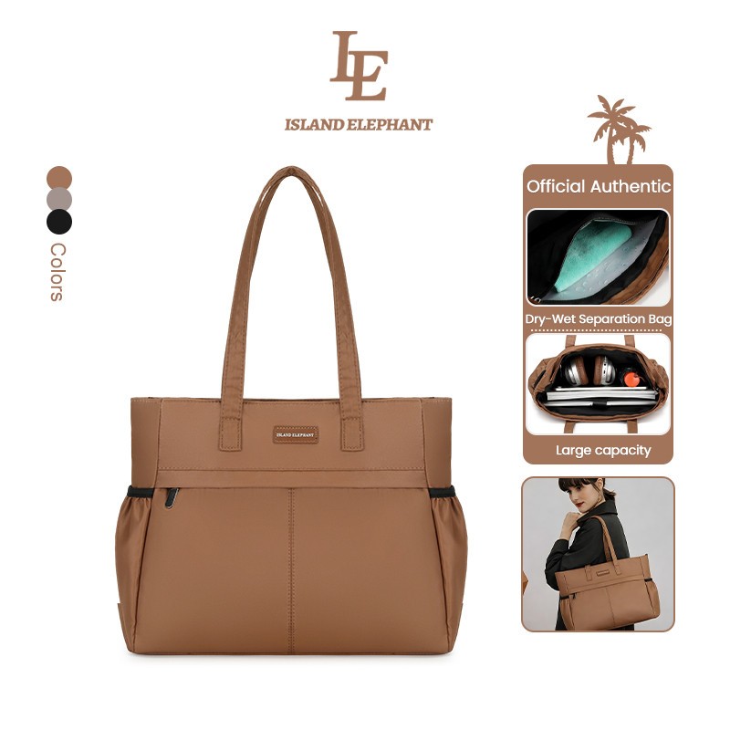 ISLAND ELEPHANT Tote Bag For Women Shoulder Bag Korean Fashion Large Capacity Waterproof