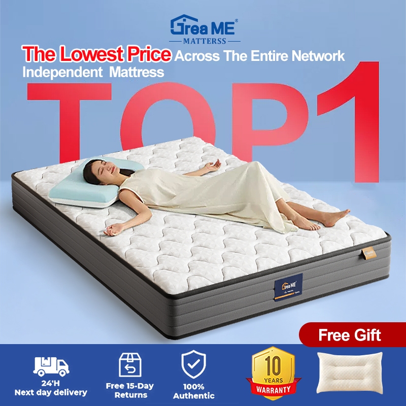 Dreame Foam Spring Mattress 8.6 Inch 7-Zone Isolation Pocket Mattress Extra Soft Touch 10-Year Warra