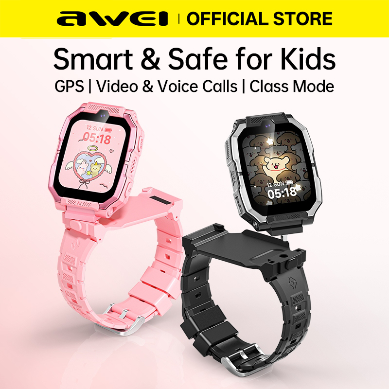 Awei Kids Smartwatch SIM Card GPS Tracker Dual Camera 1.83" Large Display Screen