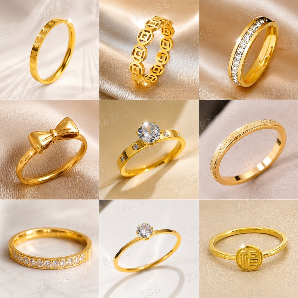 Gold Titanium Ring Stainless Steel Titanium Ring Design With Various Fashionable And Elegant Female